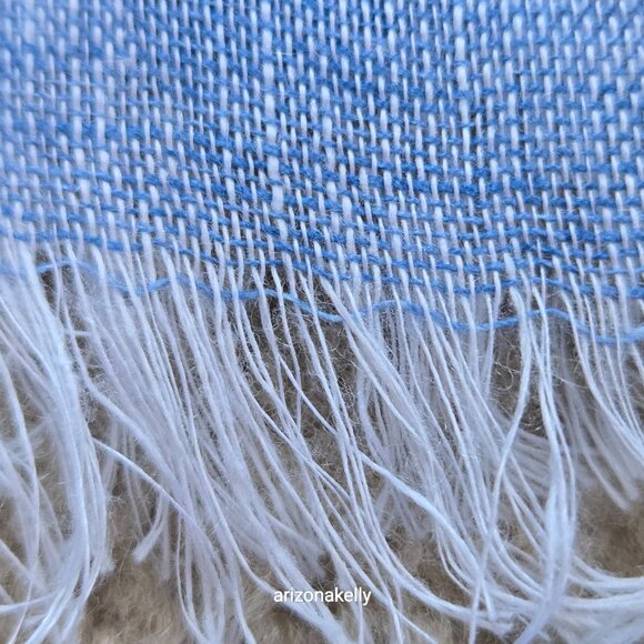 Puro Lino Blue Linen Scarf Made in Italy - Picture 4 of 6